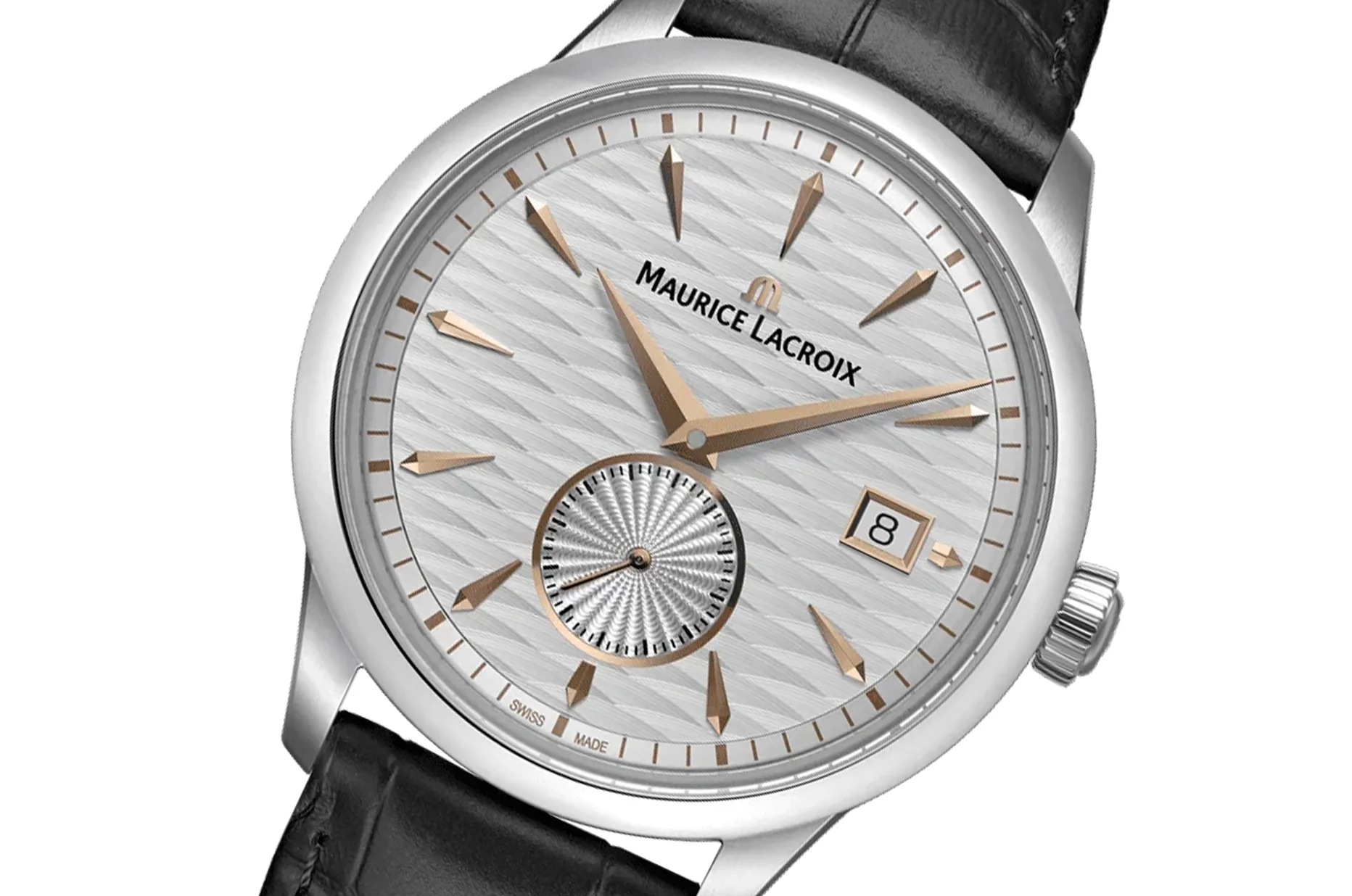 Pánské hodinky Maurice Lacroix 1975 Legacy 756207-SS001-130-2 se stříbřitým číselníkem ve stylu kolekce Les Classiques
