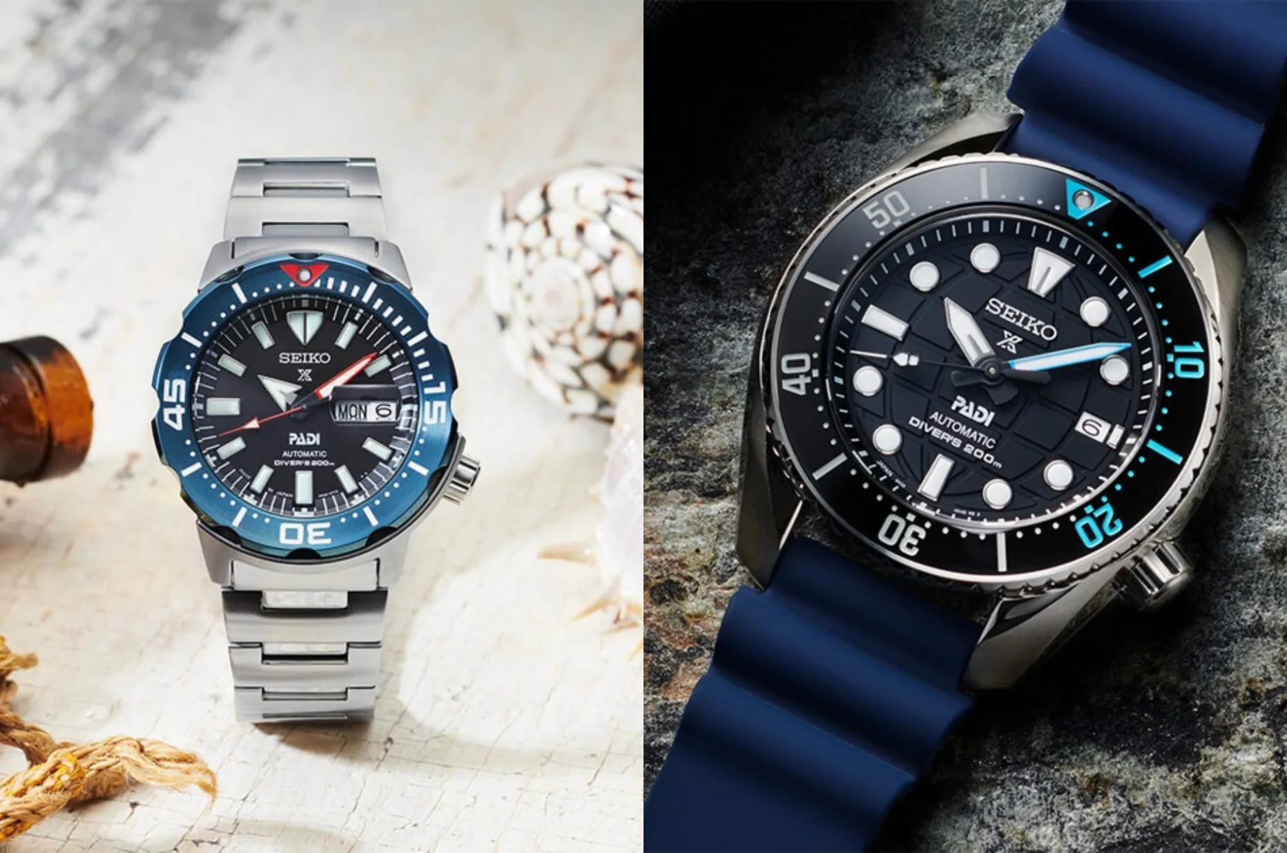 Hodinky Seiko Prospex PADI Automatic Diver’s 200M s červenými a tyrkysovými akcenty