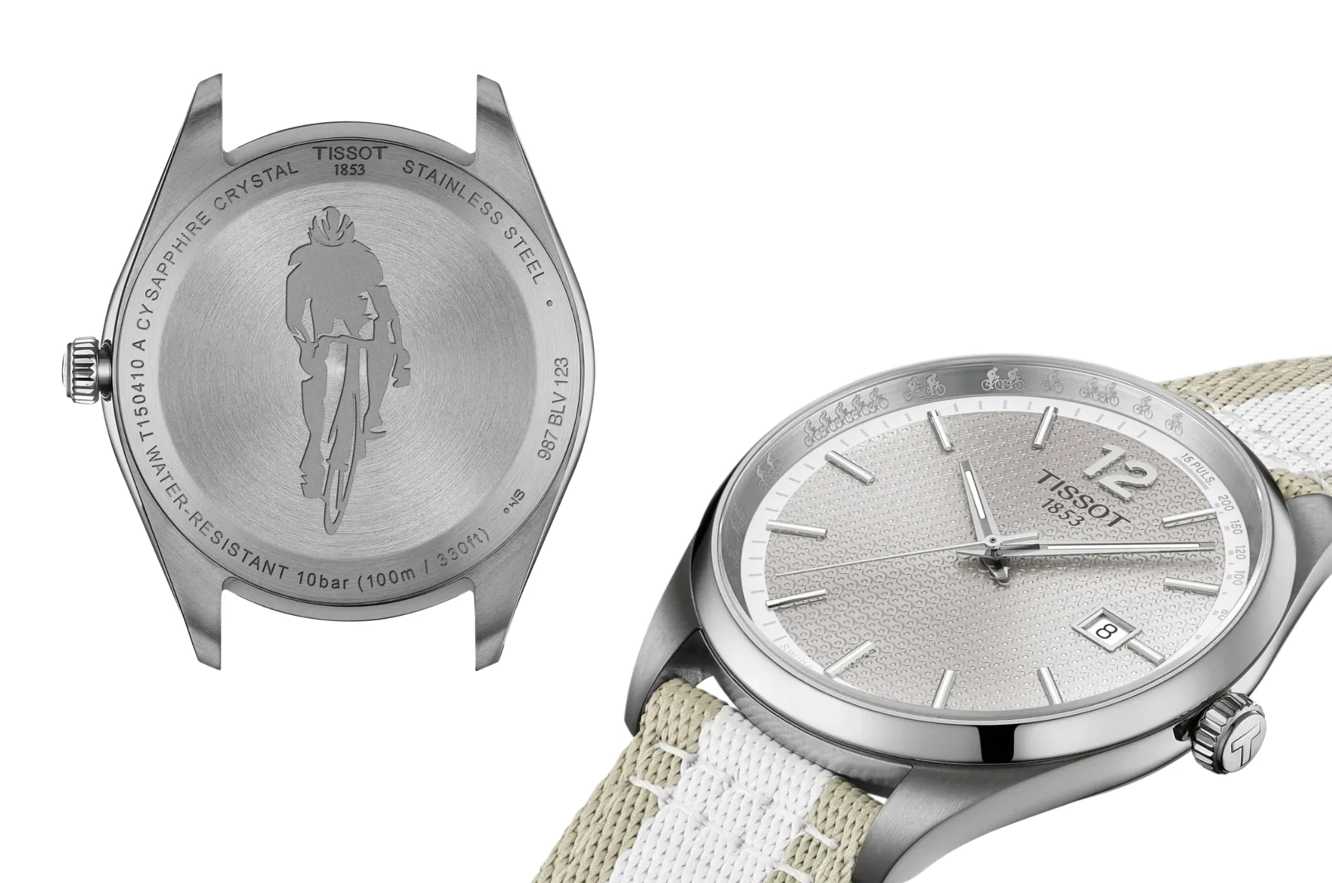 Pánské hodinky Tissot PR 100 Cycling 40 mm T150.410.17.037.00 s gravírovaným cyklistou na dýnku a vnitřním prstenci pouzdra