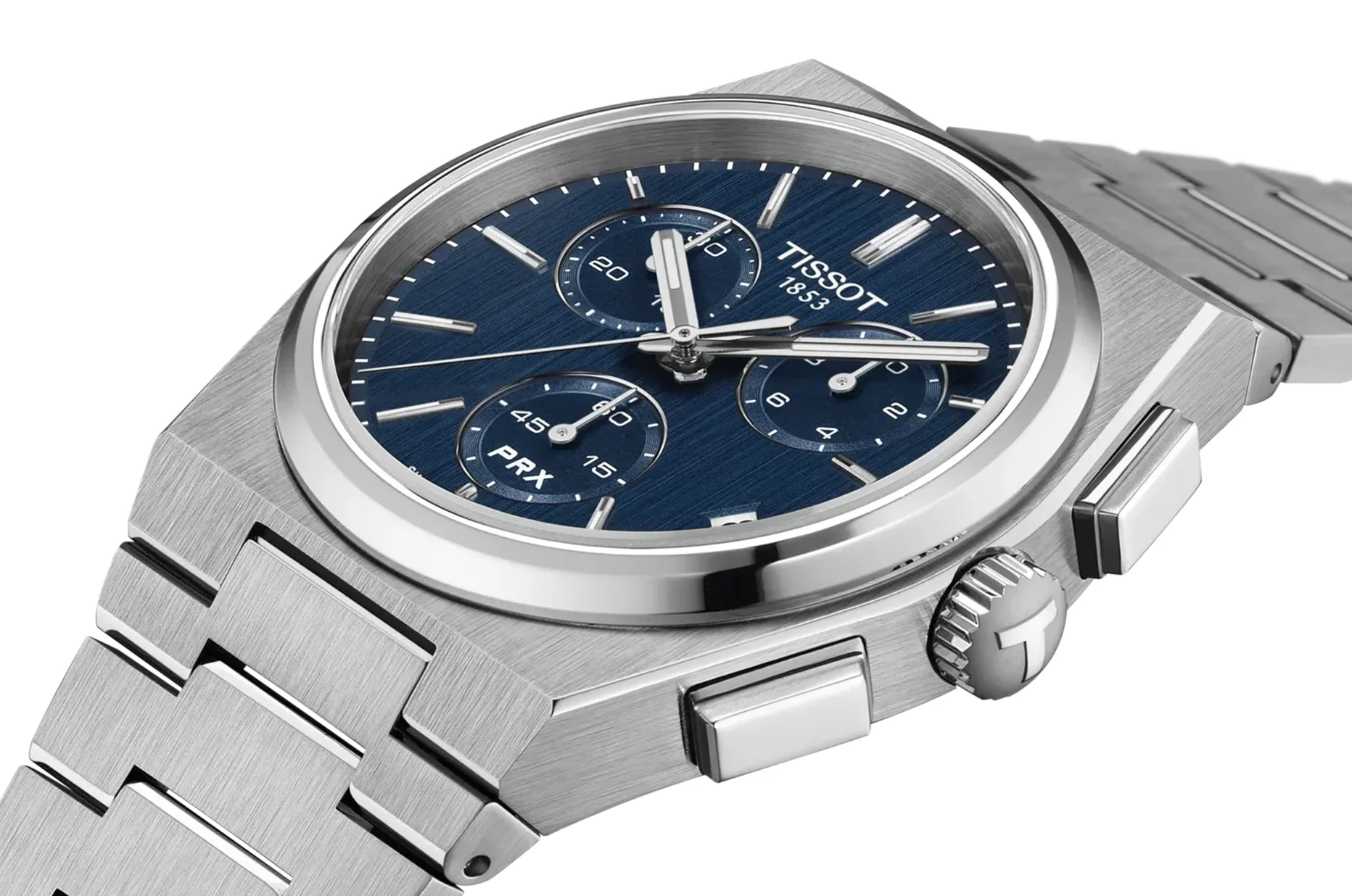 Tissot PRX Quartz Chronograph 41 mm - geometrické pouzdro z oceli 316L a tlačítka chronografu