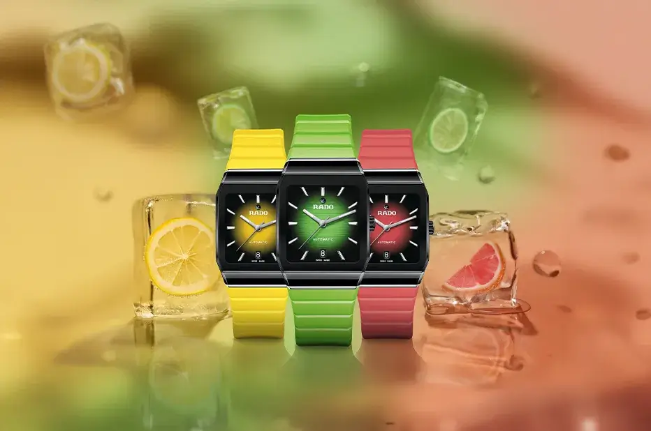 Tři barevné hodinky Rado Anatom Automatic s keramickým pouzdrem – ve žluté, zelené a červené variantě