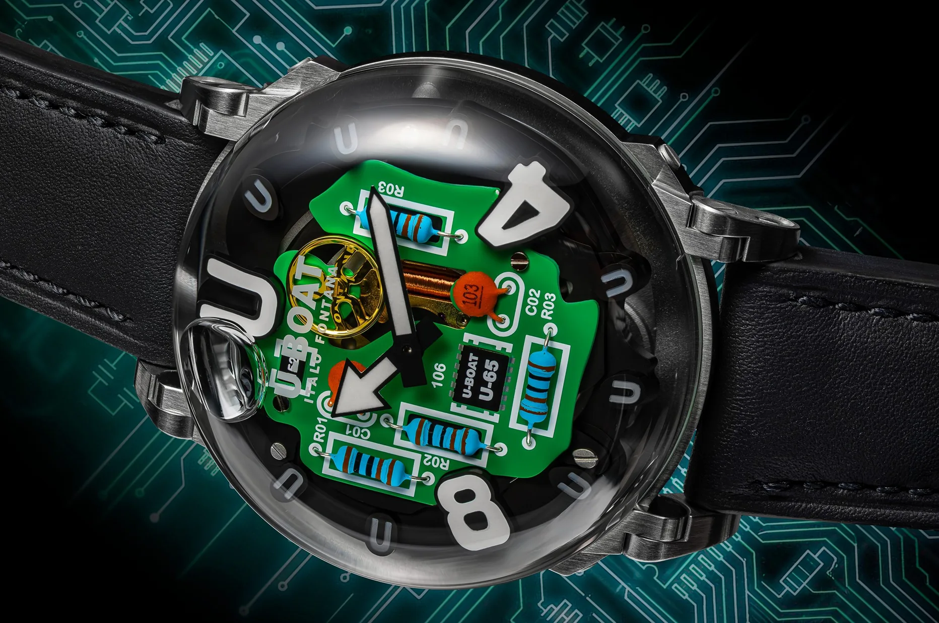 Hodinky s mechanismem v oleji U-BOAT U-65 TEK pro fanouška elektroniky