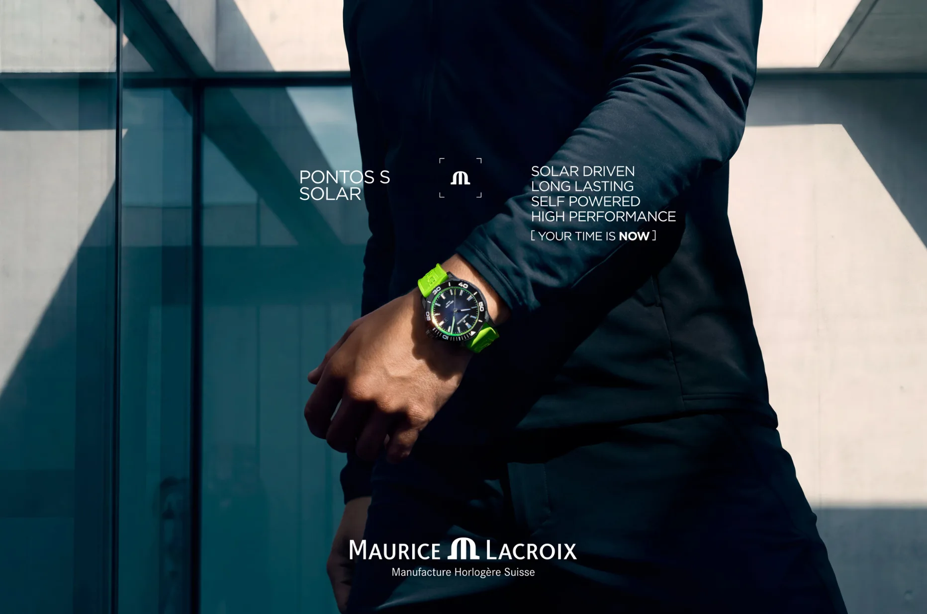 Pánské hodinky Maurice Lacroix Pontos S Solar na zeleném řemínku