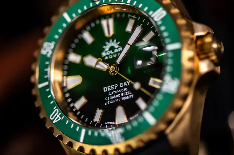 Potápěčské hodinky s bronzovým pouzdrem Solar Aqua Deep Bay Bronze