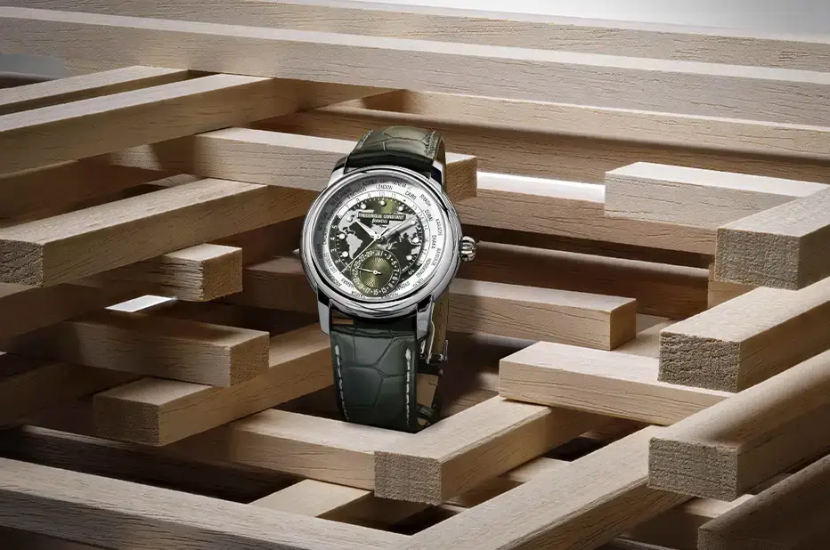 Klasické pánské hodinky se zeleným číselníkem Frederique Constant