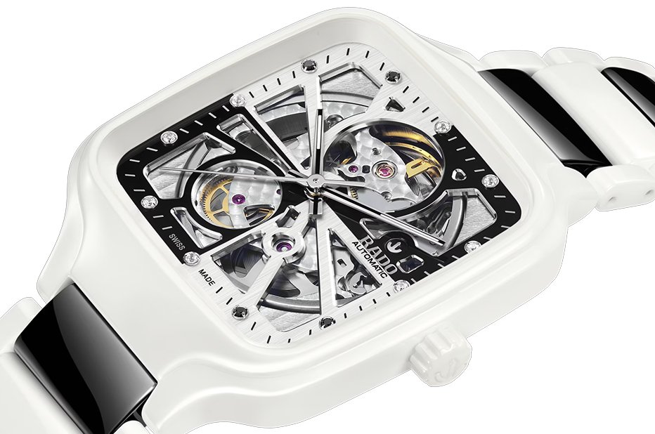 Skeletonové hodinky s diamanty True Square Open Heart