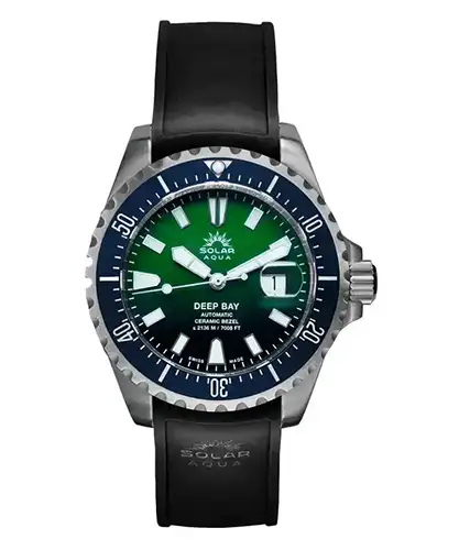 Potápěčské hodinky se zeleným číselníkem Solar Aqua Deep Bay