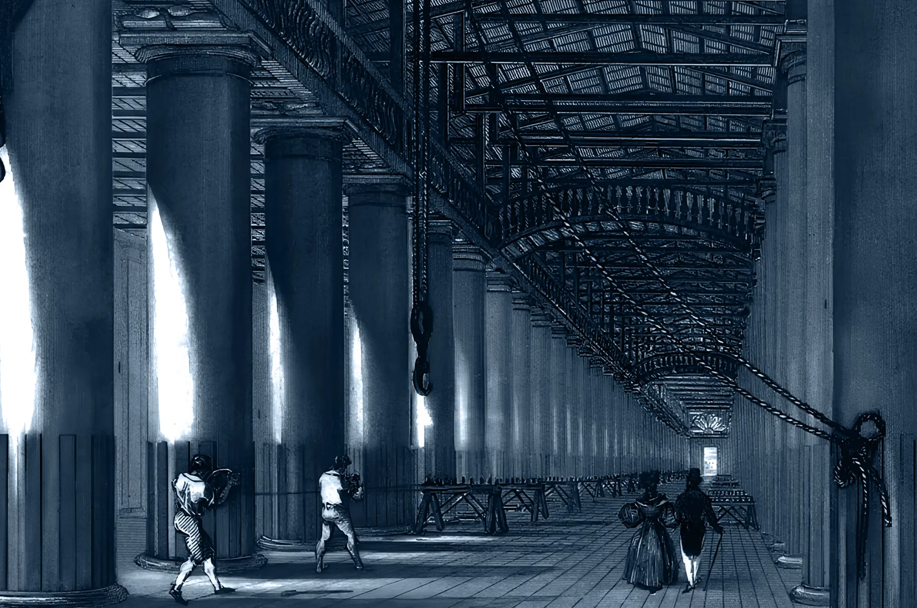 Historická ilustrace Arsenálu v Benátkách, který inspiroval projekt Venezianico Arsenale Calendario a ideu architektury času