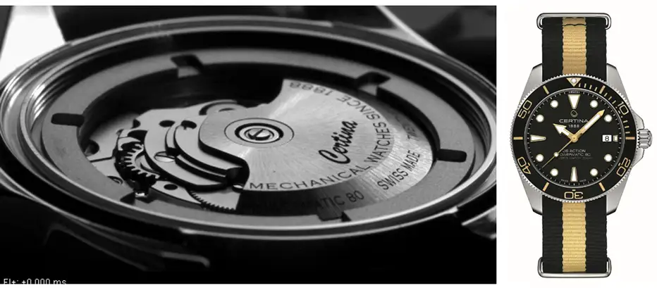 Zadní víčko hodinek DS Action Diver 40,5 mm s viditelnou konstrukcí upevňovacího kroužku mechanismu