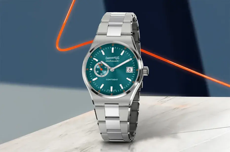 Pánské hodinky Eberhard Contodat Automatic se zeleným ciferníkem a sekundovou ručkou