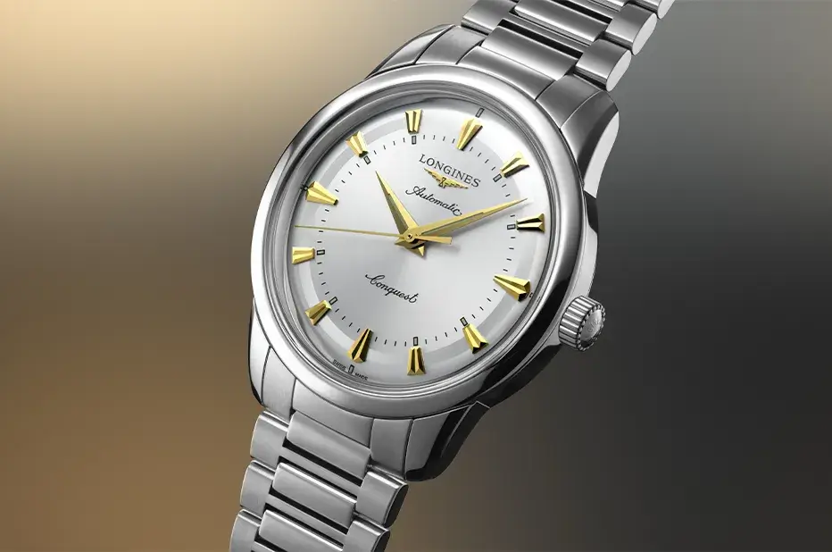 Hodinky Longines Conquest Heritage 40 mm – klasická elegance se stříbrným číselníkem a zlatými detaily inspirovaná dědictvím 50. let
