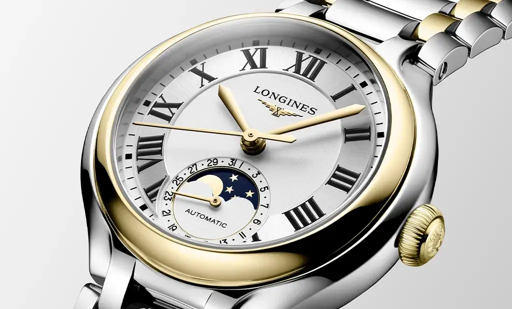 Hodinky Longines PrimaLuna Moonphase Automatic bicolor s ocelovo-zlatým náramkem a ukazatelem měsíčních fází