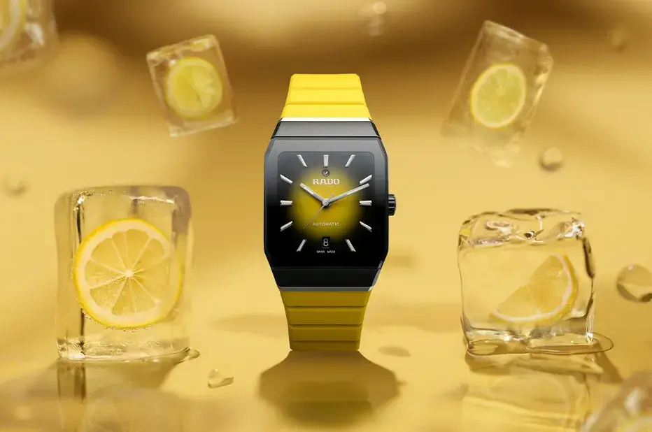 Hodinky Rado Anatom Automatic R10201259 se žlutým řemínkem na zápěstí – stylová unisex volba v letním citronovém duchu