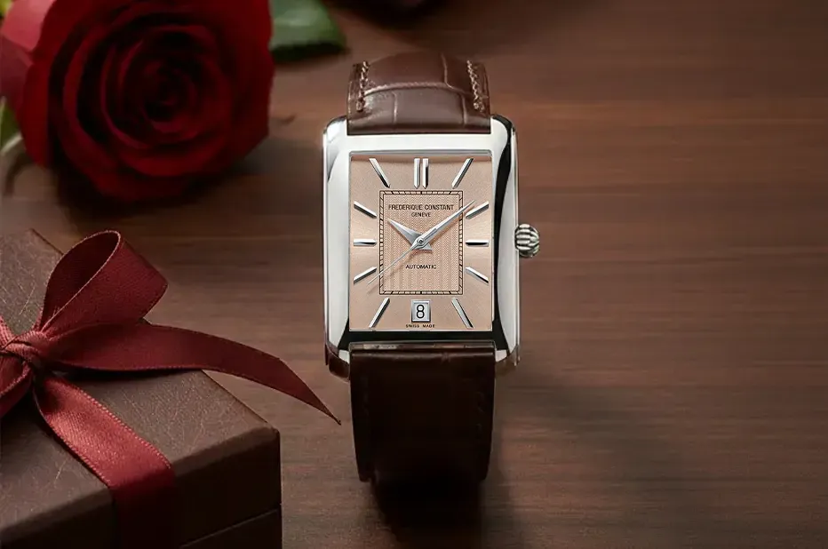 Frederique Constant Classics Carrée elegantní pánské hodinky ve stylu art déco jako valentýnský dárek