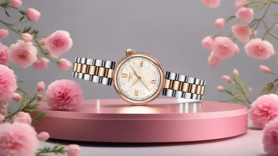 Dámské hodinky Tissot Desir v elegantním dvoubarevném provedení s perleťovým ciferníkem
