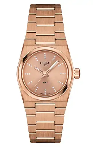 Dámský Tissot PRX 25 mm, růžové zlato s diamanty