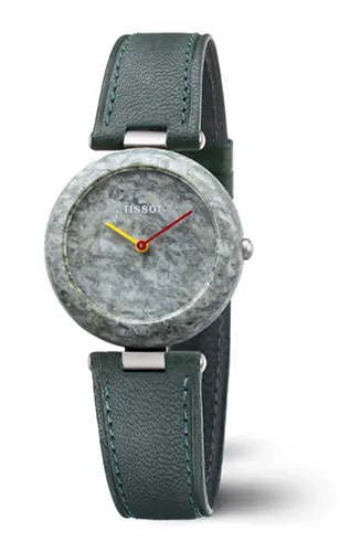 Originální hodinky Tissot RockWatch z roku 1985 s pouzdrem z žuly a barevnými ručkami inspirovanými alpskými stezkami