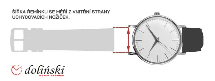 Velikost řemínku nebo náramku dle rozteče nožiček pouzdra hodinek