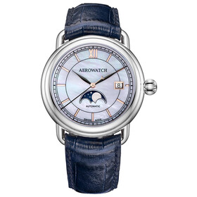 Aerowatch 1942 Moonphase Automatic A 77983 AA02 BR BLEU, Verze: modrá 