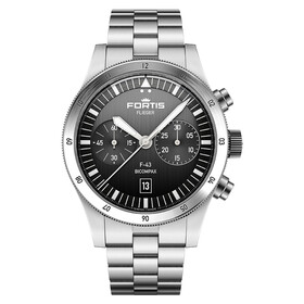 Fortis Flieger F-43 Bicompax Black F4240006, Verze: stříbrná 