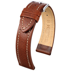 Řemínek Hirsch Buffalo hnědý, Verze: hnědá, Šířka řemínku: 20, Šířka u spony: 18, Délka řemínku: M - 110/70 