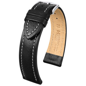 Řemínek Hirsch Buffalo černý, Verze: černá, Šířka řemínku: 18, Šířka u spony: 16, Délka řemínku: L - 120/80 