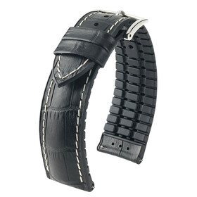 Řemínek Hirsch George černý, Verze: černá, Šířka řemínku: 20, Šířka u spony: 18 