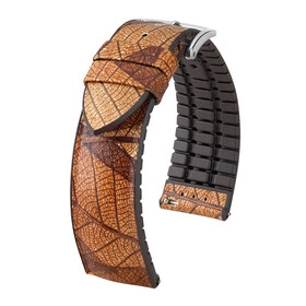 Řemínek Hirsch Leaf hnědý, Verze: hnědá, Šířka řemínku: 20, Šířka u spony: 18, Délka řemínku: M - 110/70 