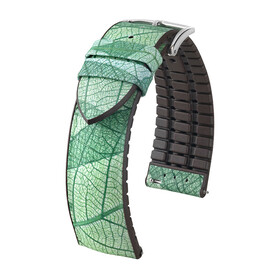 Řemínek Hirsch Leaf zelený, Verze: zelená, Šířka řemínku: 18, Šířka u spony: 16, Délka řemínku: M - 110/70 