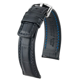 Řemínek Hirsch Grand Duke černý, Verze: černá2, Šířka řemínku: 20, Šířka u spony: 18, Délka řemínku: L - 120/80 