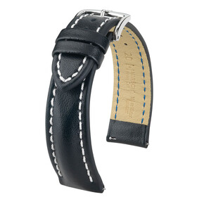 Řemínek Hirsch Heavy Calf černý, Verze: černá, Šířka řemínku: 20, Šířka u spony: 18 