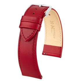 Řemínek Hirsch Osiris červený, Verze: červená, Šířka řemínku: 14, Šířka u spony: 12, Délka řemínku: M - 110/70 