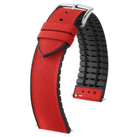 Řemínek Hirsch Arne červený, Verze: červená, Šířka řemínku: 20, Šířka u spony: 18, Délka řemínku: M - 110/70 