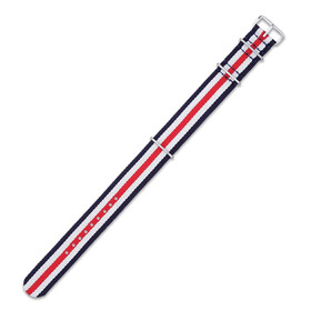 Řemínek NATO modrý bílý červený, Verze: modrá, Šířka řemínku: 20, Šířka u spony: 20 