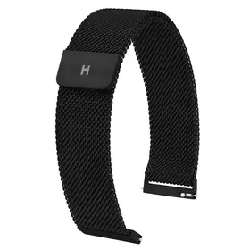 Náramek Hirsch Milanaise černý, Verze: černá, Šířka řemínku: 20 