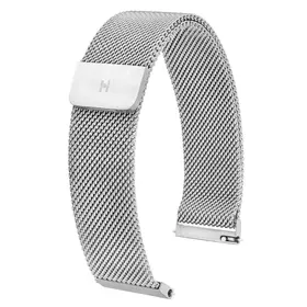 Náramek Hirsch Milanaise stříbrný, Verze: stříbrná, Šířka řemínku: 22 