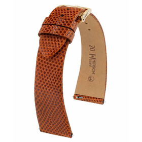 Řemínek Hirsch Lizard New zlatohnědý, Verze: hnědá2, Šířka řemínku: 20, Šířka u spony: 16, Délka řemínku: L - 120/80 