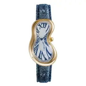 Exaequo Melting Watch PVD Rose Gold Aging Denim Jeans EX0002.0012, Verze: modrá 