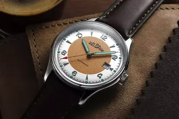 Hodinky Delbana Rotonda s automatickým strojkem na koženém řemínku
