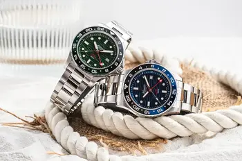 Hodinky Atlantic Mariner GMT – zelený Wave Green a modrý Wave Blue s funkcí GMT