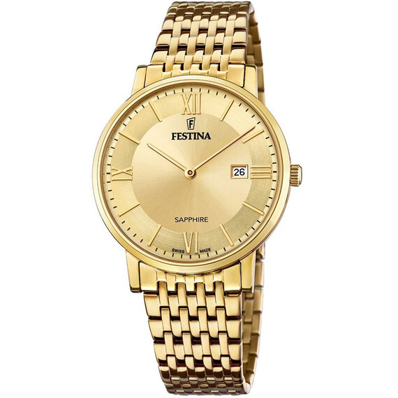 Pánské hodinky Festina Swiss Made F20020/2, Verze: žluté zlato2 