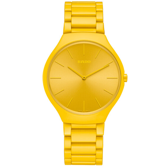 Hodinky Rado True Thinline Les Couleurs™ Le Corbusier R27093632, Verze: žlutá 