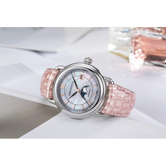 Dámské hodinky Aerowatch 1942 Moonphase Automatic A 77983 AA02 BR RO, Verze: růžová , 2 image