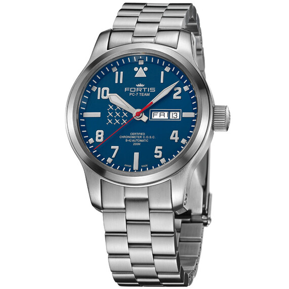 Pánské hodinky Fortis Aeromaster PC-7 TEAM Edition Day-Date F4020010, Verze: modrá 