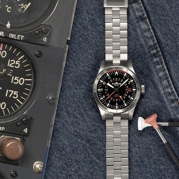 Pánské hodinky Fortis Flieger F-43 Triple-GMT F4260000, Verze: černá , 8 image
