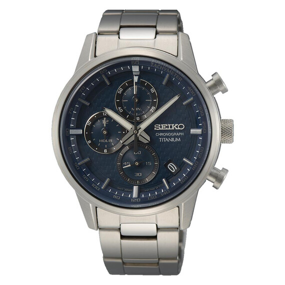 Pánské hodinky Seiko Chronograph Titanium SSB387P1, Verze: modrá 