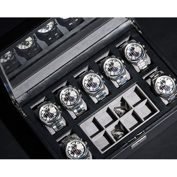 Natahovač WOLF Howard Black 465203 Box pro 7 hodinek a manžetové knoflíčky, Verze: černá , 5 image