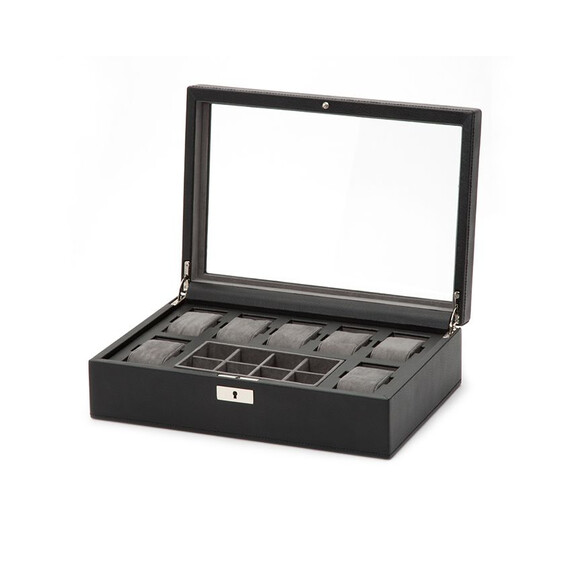 Natahovač WOLF Howard Black 465203 Box pro 7 hodinek a manžetové knoflíčky, Verze: černá , 2 image