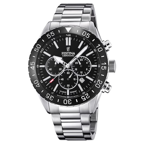 Pánské hodinky Festina Ceramic Chrono F20575/3, Verze: stříbrná3 