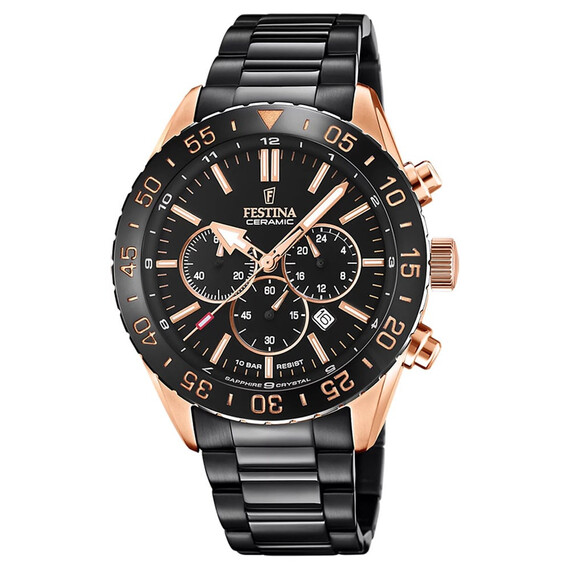 Pánské hodinky Festina Ceramic Chrono F20578/1, Verze: černá 